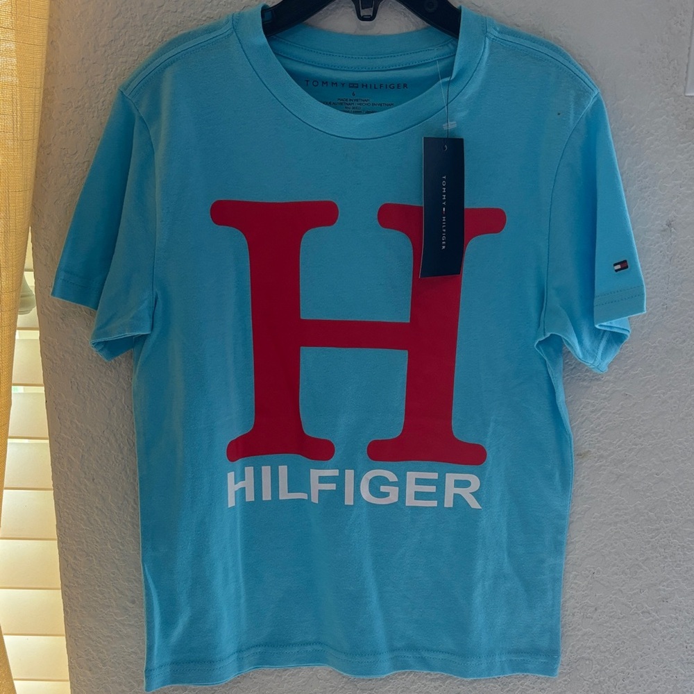 Tommy Hilfiger Kids Aqua and Red Graphic Tee